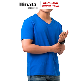 Áo Thun Nam Trơn Cổ Tim, Áo Phông Nam Basic 100 Cotton Cao Cấp Hàng Hiệu Đẹp Thoáng Mát Tay Ngắn Màu Xanh Ya