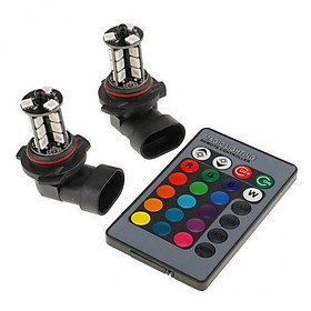 2xCar Remote Control Headlight Fog Light Lamp Bulb Multicolor 9006