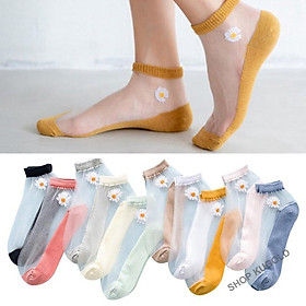 Set 10 Đôi Tất Nữ, Vớ Nữ Lưới Hình Hoa Cúc Nhiều Màu
