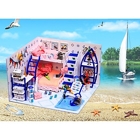 Mô hình nhà búp bê - Phòng ngủ phong cách Marine Fan với vật liệu chính là mica trắng