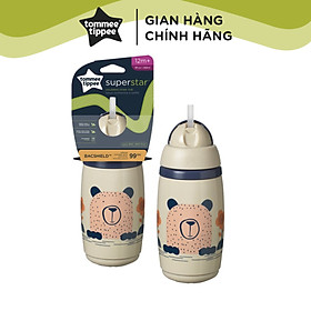 Bình uống nước giữ nhiệt có ống hút kháng khuẩn chống tràn, chống sặc Tommee Tippee SuperStar, 266ml, cho bé từ 12 tháng – Xám