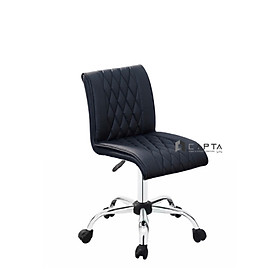 Ghế kỹ thuật viên lưng cao màu đen CB2302-2P Nội thất Capta Ghế tiếp khách tư vấn có bánh xe chân thép mạ xoay ghế nâng hạ độ cao
