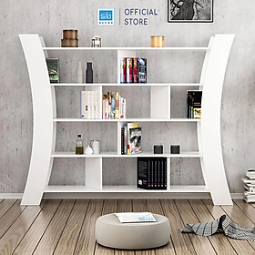 Mua Kệ Sách Gỗ Để Sàn Cao Cấp Với Thiết Kế Cách Điệu Hình Cánh Cung Hiện Đại SIB Decor