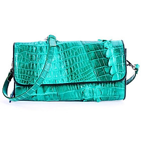 Túi xách nữ da cá sấu Huy Hoàng đeo chéo 2 gai màu xanh lá HC6252