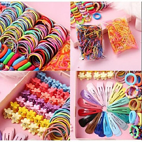 Hộp Kẹp tóc, cột tóc, dây buộc tóc set 780 chi tiết kẹp tóc cho bé