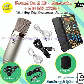 Mua Mic thu âm AT350 Sound Card K9 Tiếng Anh Tích hợp Pin   Autotune Chân Kẹp Màng Tặng Tai Nghe