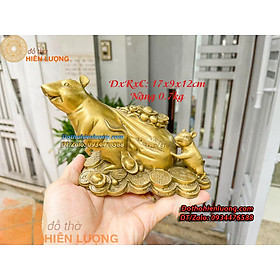 Tượng Chuột Kéo Bao Tài Lộc Bằng Đồng Thau Kích Thước 17x9x12cm, Nặng 0