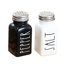 Salt and Pepper   Black and White Spice Shakers Pots