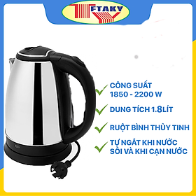 Ấm Đun Nước Siêu Tốc 1.8L Tiện Dụng - Bình INOXInnox + nhựa - Hàng Chính Hãng