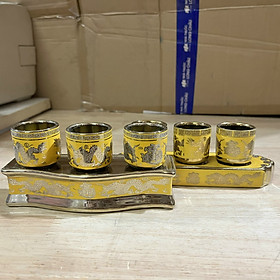 Mua Chum nước thờ  áng nước sứ vàng 3D bộ 3 ly