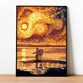 Mua Tranh số hóa Van Gogh Ánh hoàng hôn đã căng khung 40x50cm