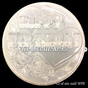 Mua Khuôn rau câu sinh nhật trái tim đôi Happy Birthday – Khuôn hình tròn loại 25 cm - Mã số 1019