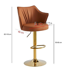 Mua Ghế đảo bếp màu nâu CB2297B-P Nội thất Capta Ghế ngồi quầy bar có lưng tựa nệm PU mềm màu nâu chân thép tăng giảm mạ màu vàng