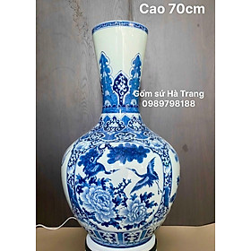 Bảo bình tích lộc gốm sứ Bát Tràng cao cấp vẽ tay hoạ tiết tứ cảnh bốn mùa cao 70cm