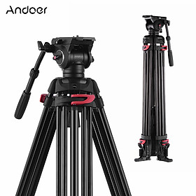 Chân Chụp Ảnh Tripod Hợp Kim Nhôm Andoer XTK-8018 Với Đầu Thủy Lực Xoay Toàn Cảnh Cho Máy Canon Nikon Sony DSLR (360°) (180cm) (Tối Đa 10kg)