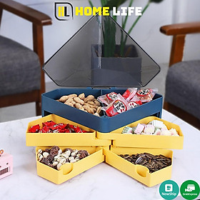 Mua ̉  Khay Mứt 3 Tầng Kim cương Diamond Thiết kế sang trọng - Hộp đựng mứt tết Tam Giác 3 tầng 6 ngăn