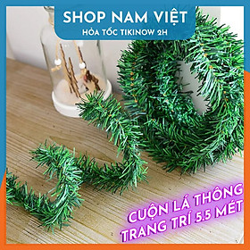 Cuộn Lá Thông Giả Dễ Uốn Trang Trí Giáng Sinh Dài 5.5 Mét