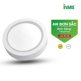 Đèn led ốp nổi đơn sắc thương hiệu ivars - công suất 6w/7w/12w/15w/18w/24w - hàng chính hãng