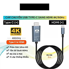 Mua Dây Cáp Chuyển Đổi USB Type C To HDMI 4K 60Hz Dài 1.8M - Hàng Nhập Khẩu