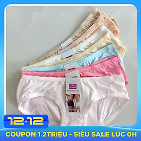 Combo 10 Quần Lót Nữ Cotton Thái Họa Tiết Trơn Cao Cấp - Co Giãn - Mềm Mịn - Nhiều Màu - Freesize 42-57 kg - Tặng kèm set 10 thun cột tóc xinh xắn