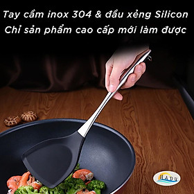 Muôi Múc Canh Xẻng Nấu Ăn Silicone Inox 304 Cao Cấp Đạt Chất Lượng Đức HADU