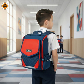 Balo học sinh chống gù cao cấp Xbags – Balo học sinh thông minh nhiều ngăn, chống nước bảo vệ cột sống cho bé trai XB 3106