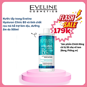 [Giá Chỉ 179k] Nước tẩy trang Eveline Hyaluron Clinic B5 và tinh chất rau má hỗ trợ làm dịu, dưỡng ẩm da 500ml