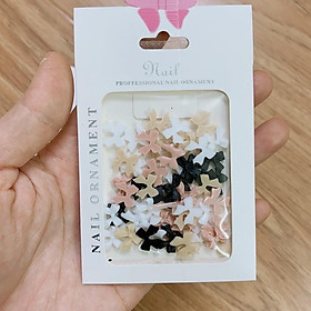 Phụ kiện nơ gắn móng trang trí đen trắng/mix màu