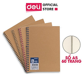 Combo 4 Cuốn Sổ Tay Ghi Chép A5 Gáy Xoắn 60 Trang Deli - Kẻ Ngang - LA560