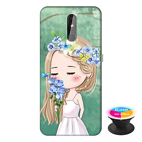 Ốp lưng điện thoại Nokia 3.2 hình Cô Gái và Hoa  tặng kèm giá đỡ điện thoại iCase xinh xắn - Hàng chính hãng