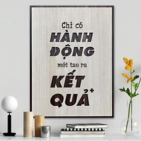 Tranh treo tường bằng Gỗ handmade khắc laser chữ slogan tạo động lực