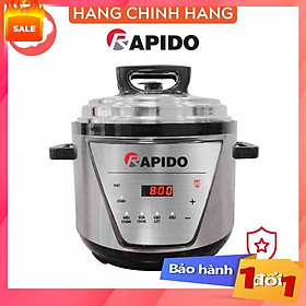 ️ Nồi áp suất điện đa năng Rapido RPC900-D tự động xả áp, 6 chức năng nấu (5L, 900W - Hàng chính hãng) Bảo Hành Uy Tín