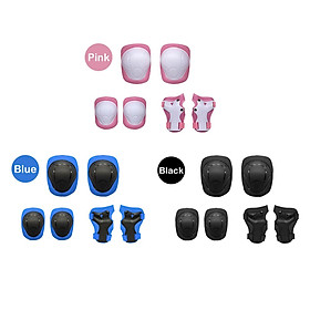 Skating Protective Gear Outfit Adjustable Knee Elbow Wrist Pad Kit Pink
