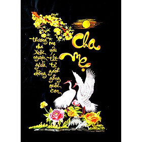 Mua Tranh thêu lụa truyền thống CHƯA KHUNG CHA MẸ 50x70cm