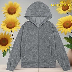 Áo khoác chống nắng vải da cá trẻ em GOKING, 100% cotton thoáng mát, thấm hút mồ hôi, khử mùi, kháng khuẩn, chống tia UV, 6 túi hiện đại