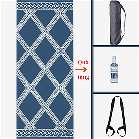 Thảm tập yoga chính hãng Yvonne, Blue Navy (TẶNG KÈM 3 PHẦN QUÀ) dày 6mm bề mặt nhám, siêu bám, chống trơn trượt, thấm hút mồ hôi, càng nhiều mồ hôi càng bám, dễ vệ sinh, bề đẹp, sang trọng