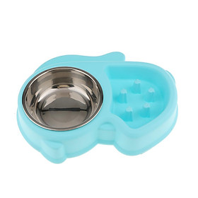 Pet Slow Eating Bowl Dog Cat Dish Stainless Steel Water Food Feeder