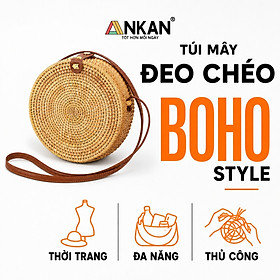 Túi Mây Thời Trang Có Dây Đeo – Túi Mây Vintage Handmade, Túi Mây Đeo Chéo Đi Biển, Picnic, Dạo Phố