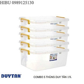 Combo 5 Thùng chữ nhật Duy Tân 15 lít No.H116 ( 46 x 32 x 16 cm )