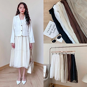Chân váy nữ dáng dài voan xốp cạp chun 76v12 by germe