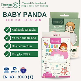 < 1 HỘP 10 CÁI> Khẩu trang dành cho bé - màu trắng có hình chú Gấu Panda in chìm- thương hiệu  Doctor K - an tâm sử dụng