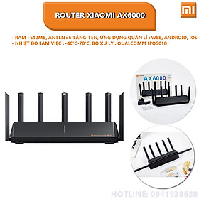 Mua Bộ phát Wifi Router Xiaomi AX6000 AIoT băng tần kép Wifi 6 6000Mbps hỗ trợ Mesh hỗ trợ kết nối 248 thiết bị - Hàng nhập khẩu