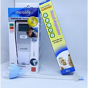 Nhiệt Kế Điện Tử Hồng Ngoại Đo Trán Microlife FR1MF1 Tặng Kèm Dụng Cụ Hút Mũi Suremed