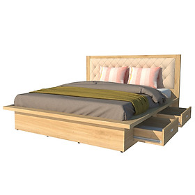 [Miễn phí lắp đặt & vận chuyển] Giường ngủ gỗ công nghiệp cao cấp bọc nệm đầu giường Ohaha - GN020