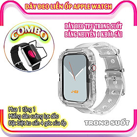 Dây Đeo liền ốp cho Apple Watch size 38/40/42/44mm TPU trong suốt nhuyễn 1 khóa gài_Trong Suốt (tặng dán KCL theo size)