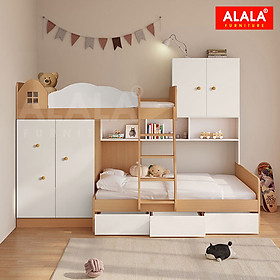 Giường tầng trẻ Em ALALA153 đa năng/ Miễn phí vận chuyển và lắp đặt/ Đổi trả 30 ngày/ Sản phẩm được bảo hành 5 năm từ thương hiệu ALALA/ Chịu lực 700kg