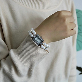 Luxury Women Lady Teens Pearl Wristband Quartz Watch Bracelet Wristwatch A
