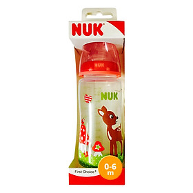 Bình Sữa Nuk Cổ Rộng PP Silicone Baby Gluck 216176 - Đỏ (300ml)