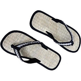 Dép chiếu Hương Quế DCQ-06 làm từ lụa tơ tằm-vải cotton-đế cao su giúp kích thích huyệt đạo lòng bàn chân