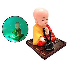 Solar Power Dancing Toy Buddhist Monk Nodding Head Toy Car Decoration